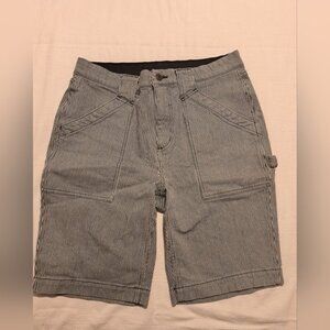 Duluth Trading Co women's size 10 blue and white striped 5 pocket shorts, EUC